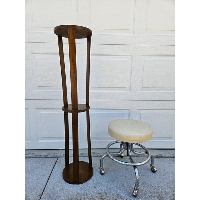 Tall Three Tier Mission Style Hourglass Plant Stand For Sale - Image 10 of 10