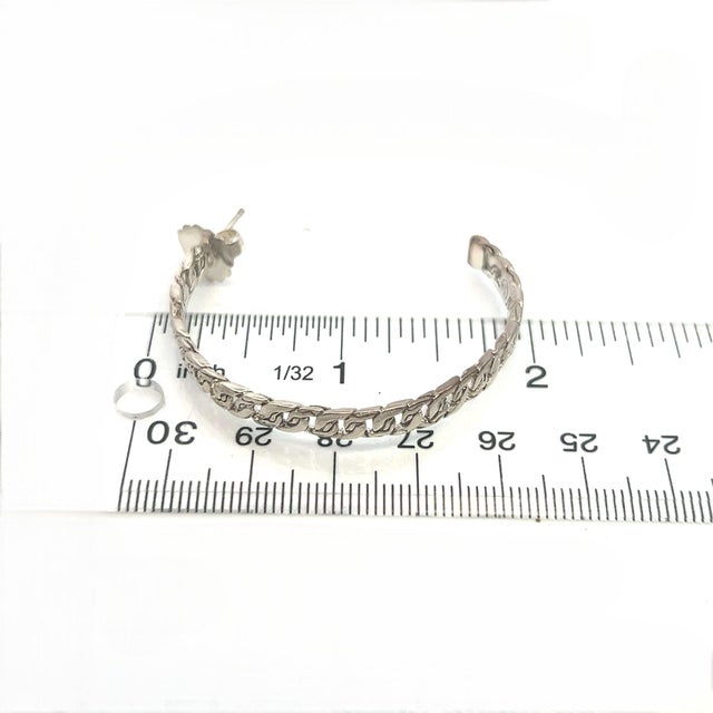 1990s John Hardy Estate XL 2" Cable Chain Hoop Earrings Silver, A Pair For Sale - Image 10 of 10