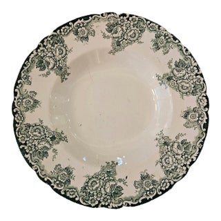 Early 20th Century English Green Transferware Soup Bowl For Sale