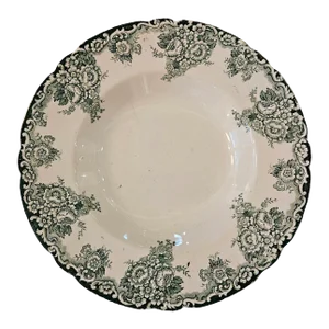 Early 20th Century English Green Transferware Soup Bowl