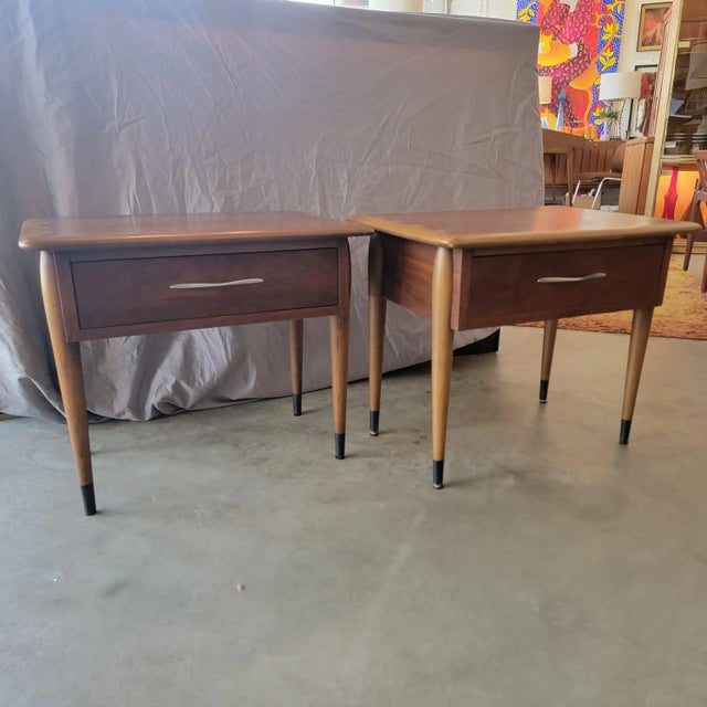 Wood 1960s Lane Mid-Century Modern Walnut Acclaim One-Drawer Side Tables - a Pair For Sale - Image 7 of 11