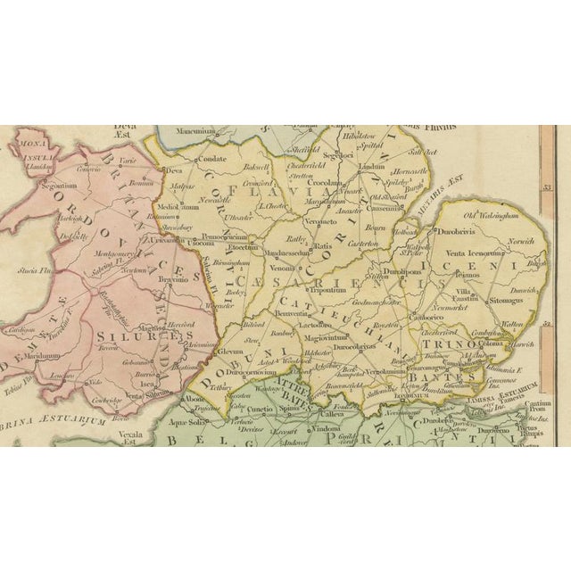 Paper Roman Britain Map with Ancient England and Wales by Wilkinson, 1817 For Sale - Image 7 of 11