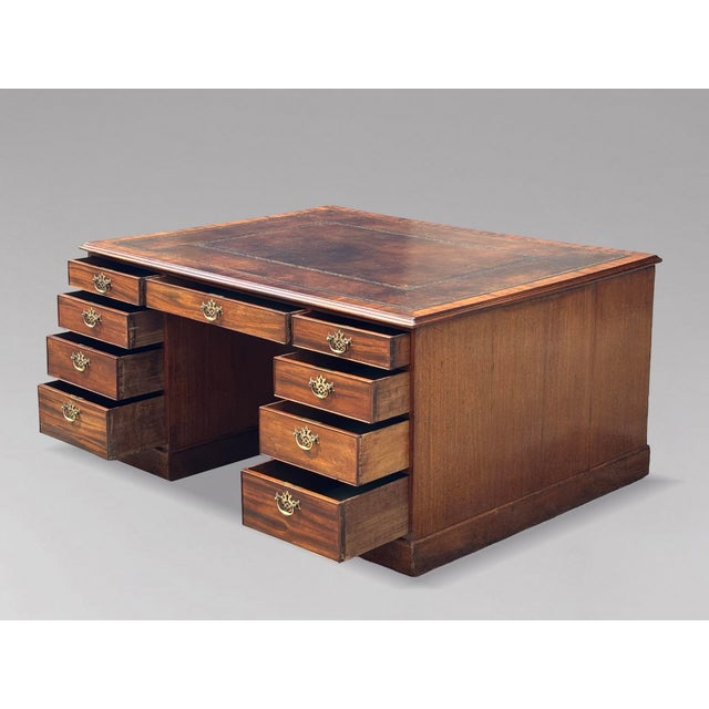 Large 18th Century George III Mahogany Partners Desk, 1790 For Sale - Image 9 of 14