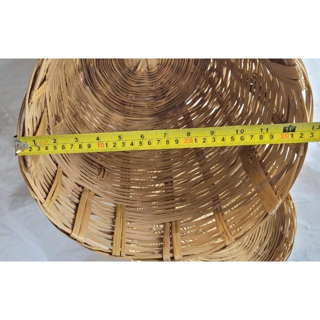 Vintage Wicker Laundry Hamper With Lid Natural Woven Rattan Tall Storage Basket For Sale - Image 10 of 11
