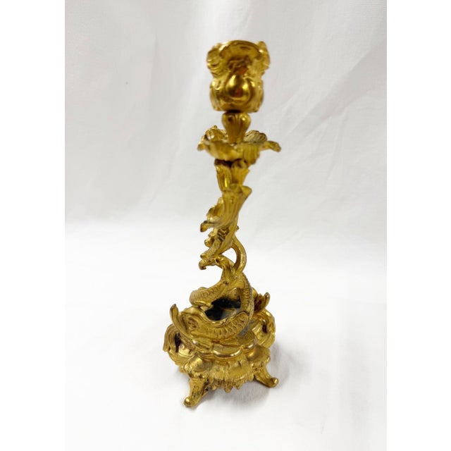 Late 18th Century French Baroque Guilded Candlestick For Sale - Image 6 of 6