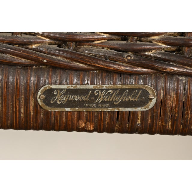 Heywood-Wakefield Antique Arts & Crafts Mission Oak & Rattan Wicker Writing Desk | Circa 1890s For Sale - Image 14 of 15