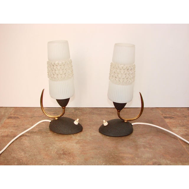 Metal Mid-Century Lamps in Brass and Glass, 1960s, Set of 2 For Sale - Image 7 of 9