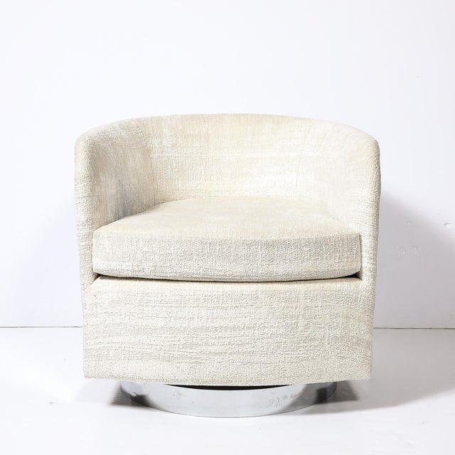 Milo Baughman Mid-Century Modernist Chrome & Upholstered Swivel Club Chair by Milo Baughman For Sale - Image 4 of 13