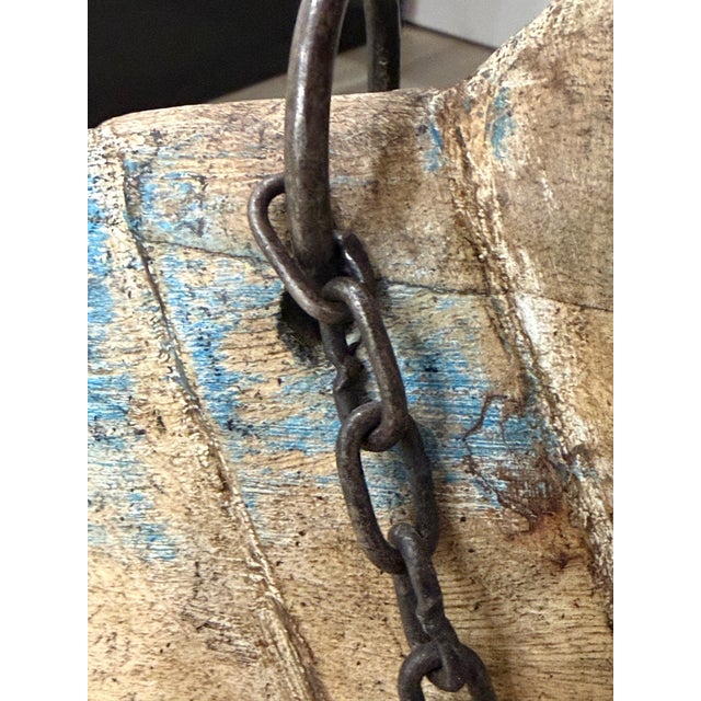Late 20th Century Massive Hand-Carved Rustic Wooden Fish Sculpture With Iron Accents For Sale - Image 5 of 8