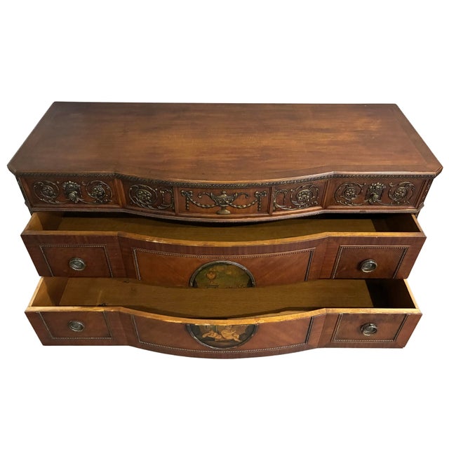 Early 20th Century Neoclassical Mahogany Sideboard With Hand-Painted Oval Medallion & Bronze Ormolu For Sale - Image 11 of 12