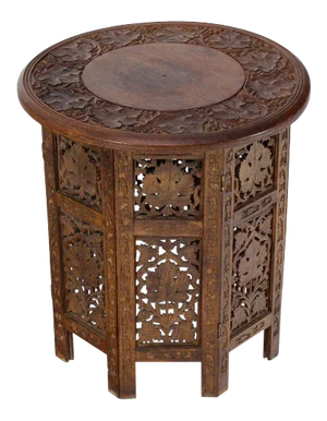 Pierced Carving Folding Round Side Occasional Table