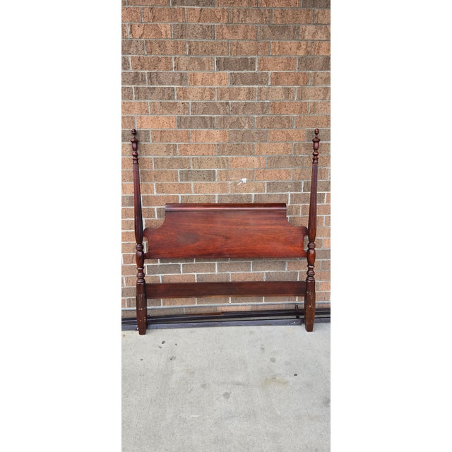 Vintage Solid Mahogany Twin Poster Bed With Headboard & Footboard – Colonial Style For Sale - Image 10 of 12