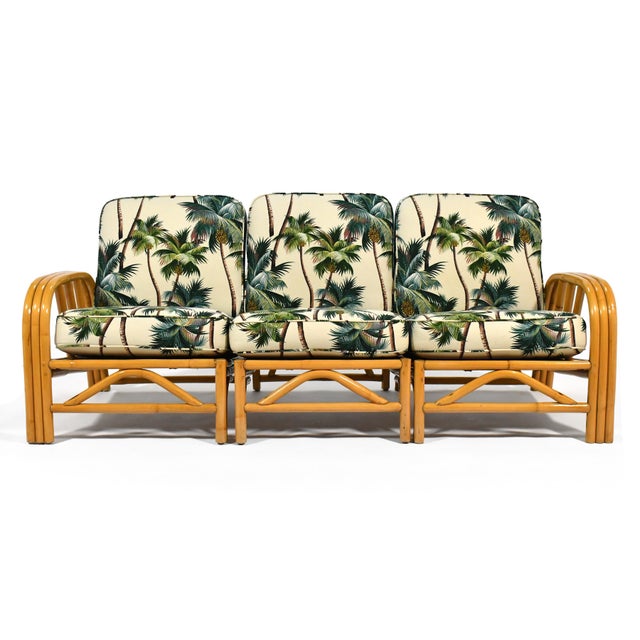 Ficks Reed Three Strand Rattan "Angles" Three Piece Sofa For Sale - Image 9 of 12