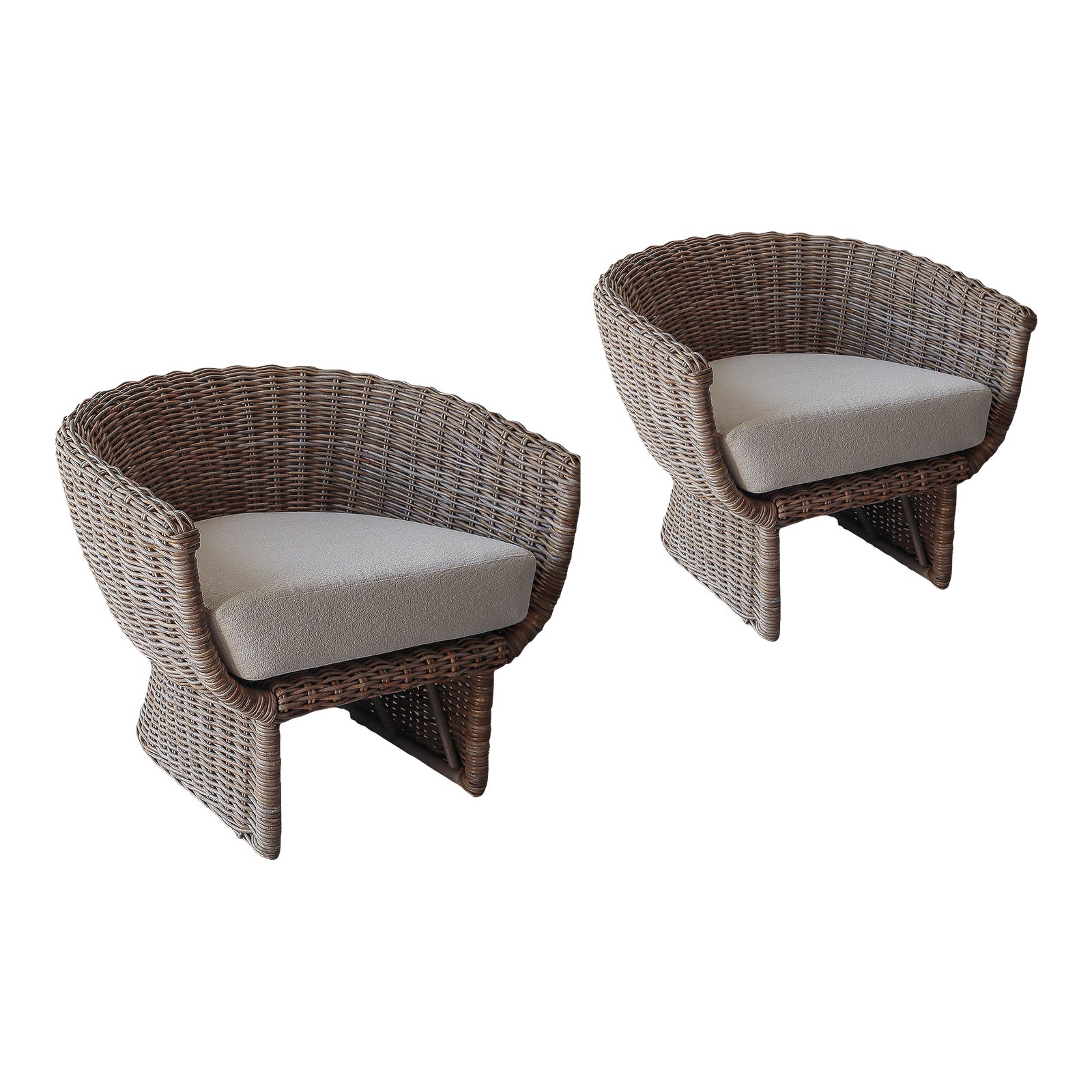 Pair of Wicker Tub Lounge Chairs Chairish