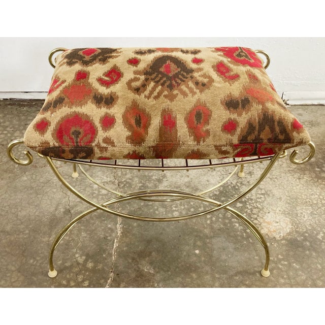 Hollywood Regency Style Vintage Brass Vanity Stool With Cushion Chairish