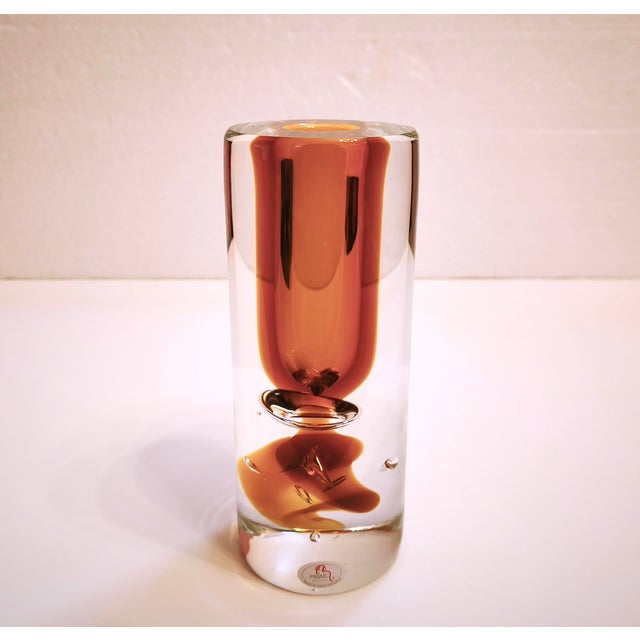 An exceptional vase from Princ Art Glass designed and hand-signed by Vladan Solnička. This impressive sculptural work...