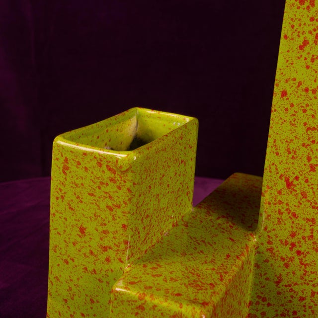Geometric Twin-Column Ceramic Vase Space Age, Italy 1970, 1980s For Sale - Image 12 of 18