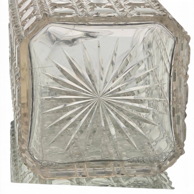 Antique 1890s American Cut Glass Square Decanter - Met Museum Exact Match Twin For Sale - Image 15 of 15