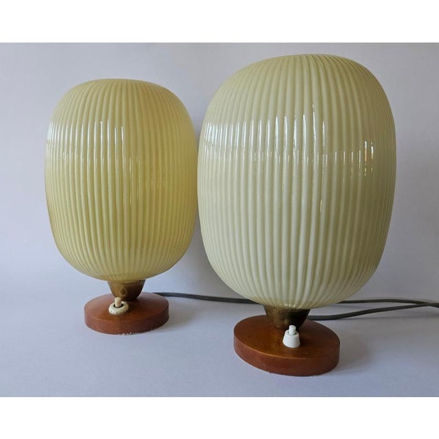 Table Lamps in Glass and Wood, 1960s, Set of 2 For Sale - Image 8 of 15