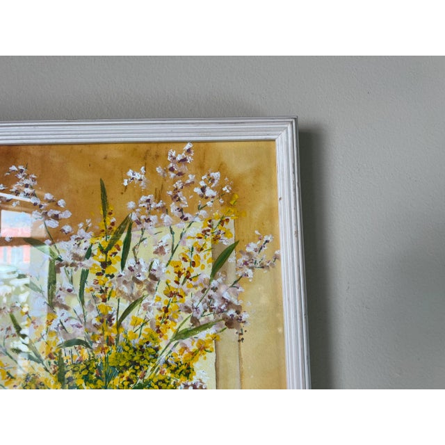 90's Vintage Still Life Oil - Watercolor Painting, Signed For Sale In Miami - Image 6 of 12