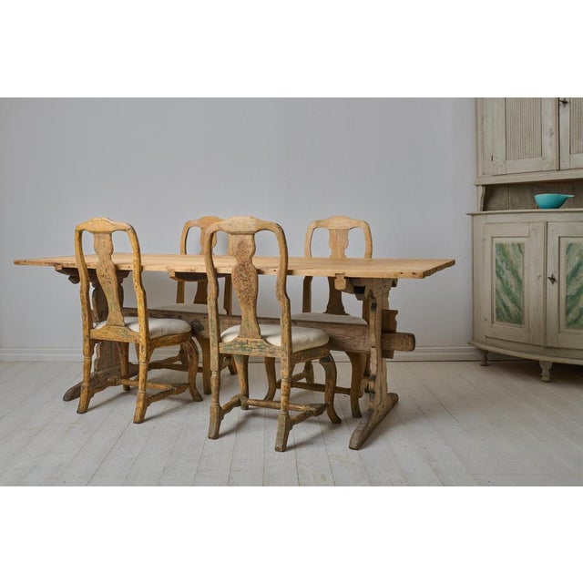 Large Antique Swedish Dining Trestle Table in Pine For Sale - Image 4 of 17