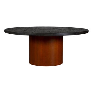 Round Slate and Wood Coffee Table, Germany, 1970s For Sale