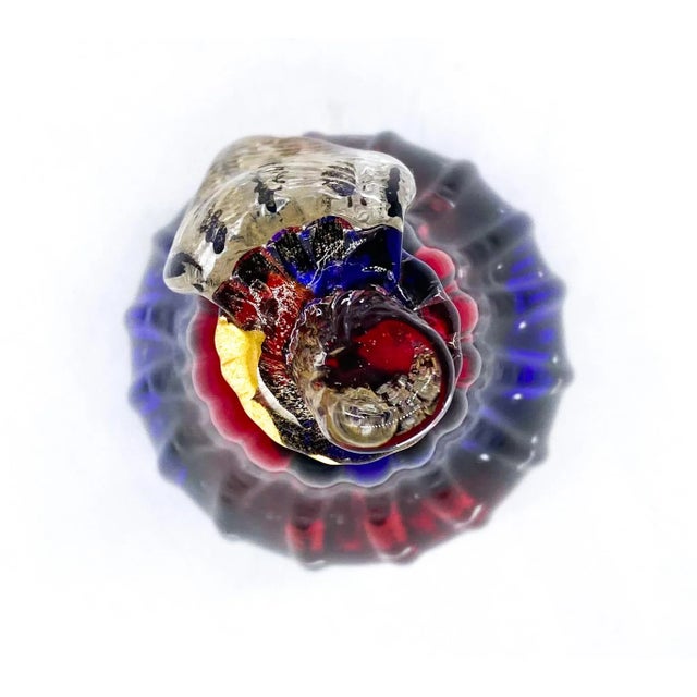 Metal 20th Century Murano Italian Red and Blue Glass Pear Fruit Paperweight For Sale - Image 7 of 9