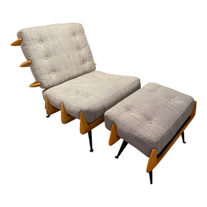 Jonathan Adler Antibes Lounge Chair (21713) & Ottoman (21714) in Roma/Café Fabric