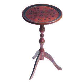 Antique Dutch Folk Art Round Hand-Painted Wood Hindeloopen Side Table For Sale