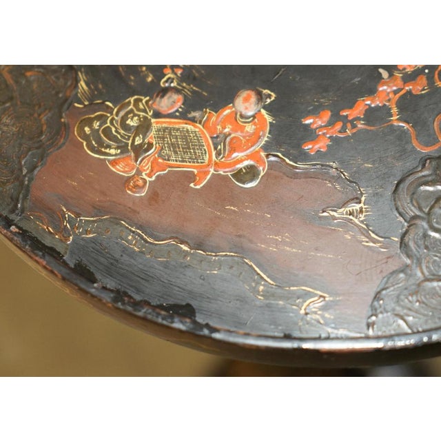 Chinese Chinoiserie Lacquered & Hand Painted Side Table For Sale - Image 17 of 18