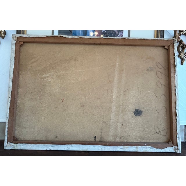 Mid-Century Modern Oil Painting, Abstract Cityscape With Classical Ruins Influence, Large Textured Canvas, C. 1950s For Sale - Image 9 of 9