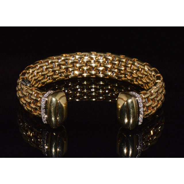 Rare Vintage Fope 1.00ct Natural Diamond Flex'it 18k Gold Open Cuff Bangle Bracelet For Sale - Image 12 of 13