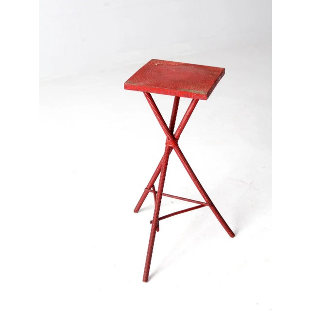 Wood Antique Red Folk Art Table For Sale - Image 7 of 12