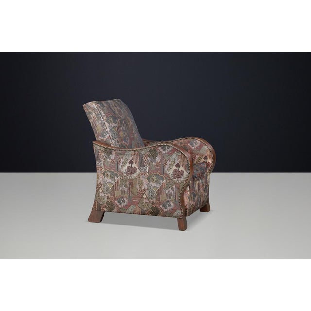Dutch Art Deco Lounge Chair with Sculptural Walnut Arms, 1930s For Sale - Image 12 of 14