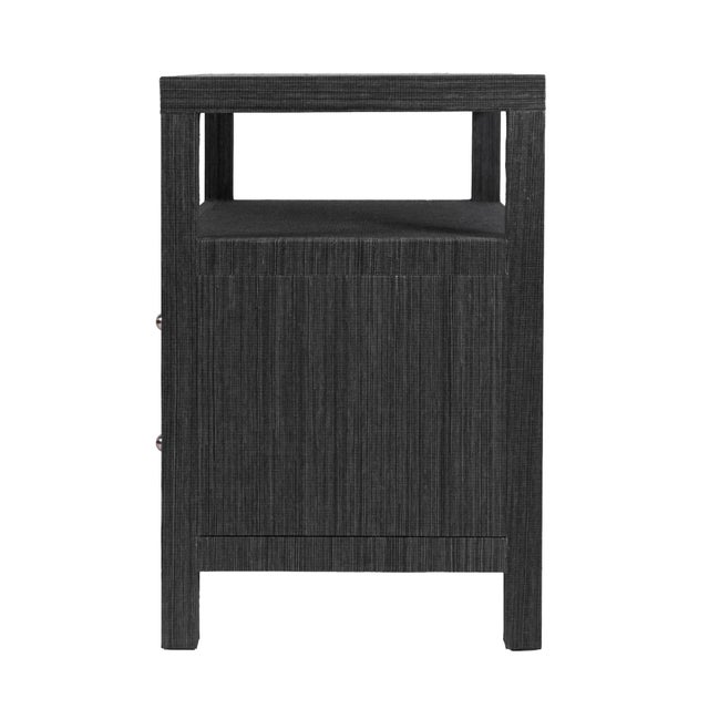 Gray Nora 28 in. W Raffia 2 Drawer Nightstand with Top Open Shelf, Charcoal Raffia For Sale - Image 8 of 11