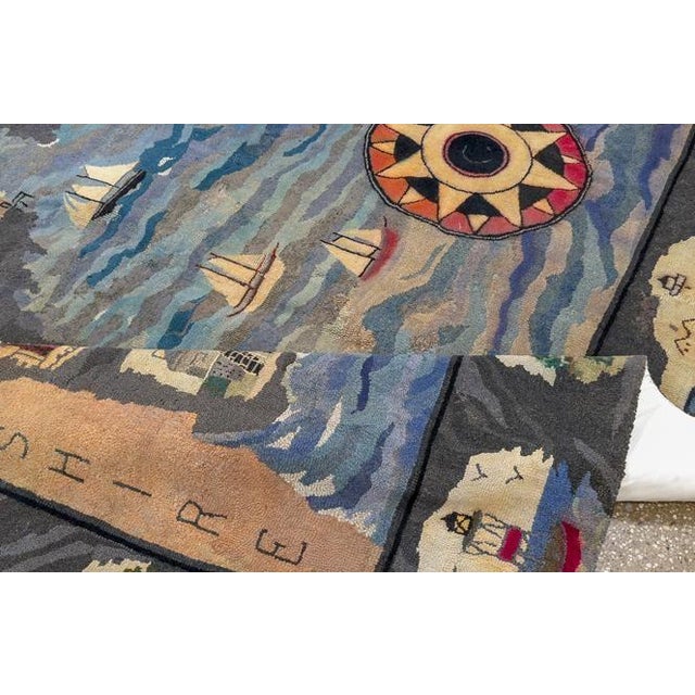 Blue Early 20th Century Whimsical Room Size American Hooked Rug - 7'6" x 11' For Sale - Image 8 of 8
