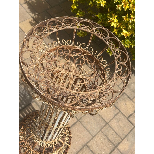 Vintage French Decorative Scrollwork Iron Plant Pedestal For Sale - Image 9 of 12