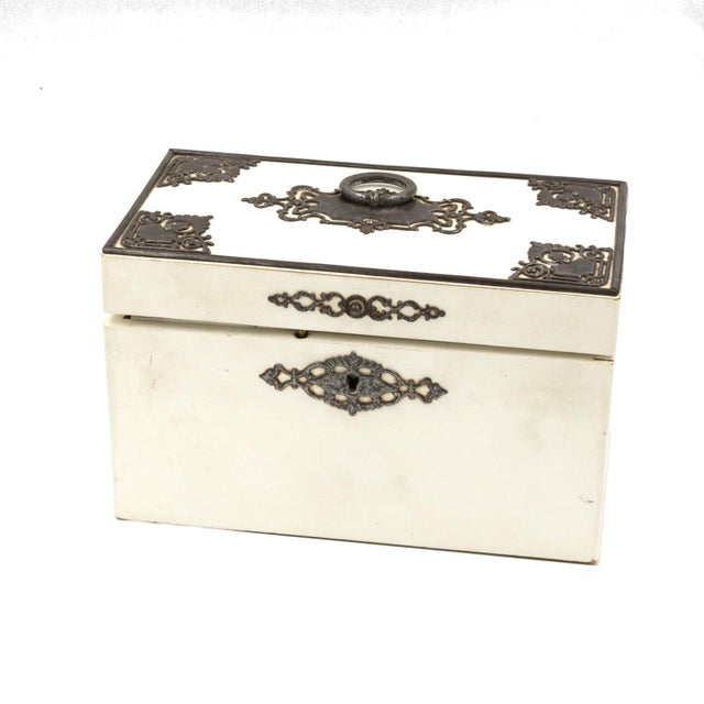 Elegant Painted English Victorian Period Tea Caddy With Elaborate Metalwork, Circa 1890. For Sale - Image 12 of 12