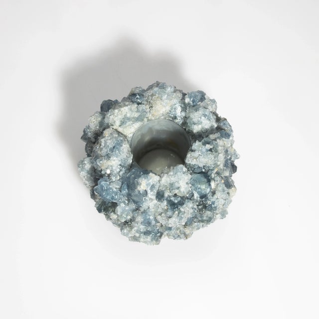 Modern Votive Holder in Celestite Large For Sale - Image 3 of 7