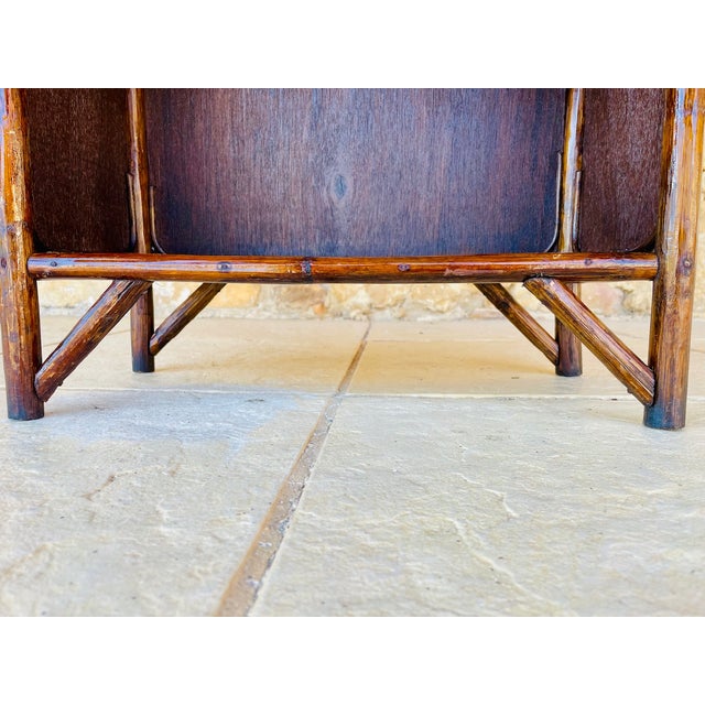 Brown Vintage Bamboo and Rattan 2-Tier Shelf with Storage, 1960s For Sale - Image 8 of 18