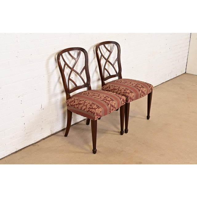Kindel Furniture Federal Carved Mahogany Side Chairs or Dining Chairs, Pair For Sale - Image 11 of 11