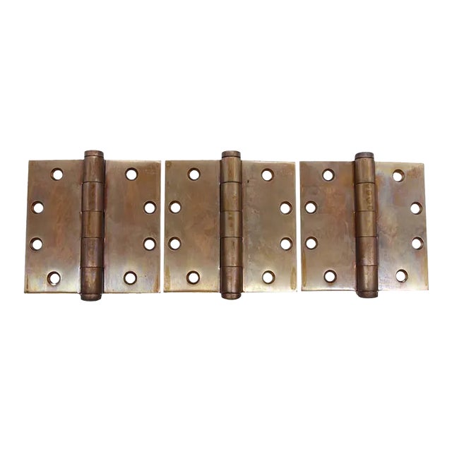 Set of 3 Lawrence Late 20th Century Ball Bearing Brass Butt Door Hinges For Sale