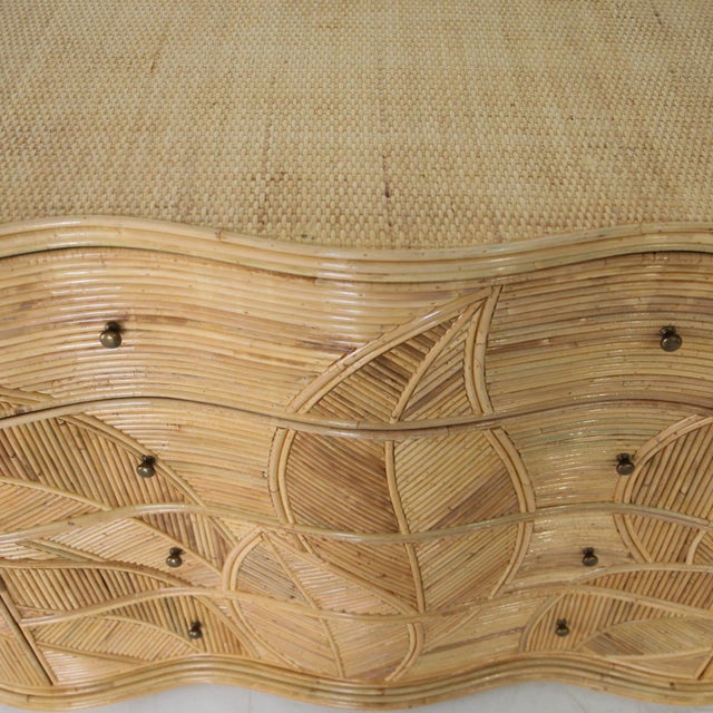 Light Yellow Curved Rattan Chest of Drawers For Sale - Image 8 of 18