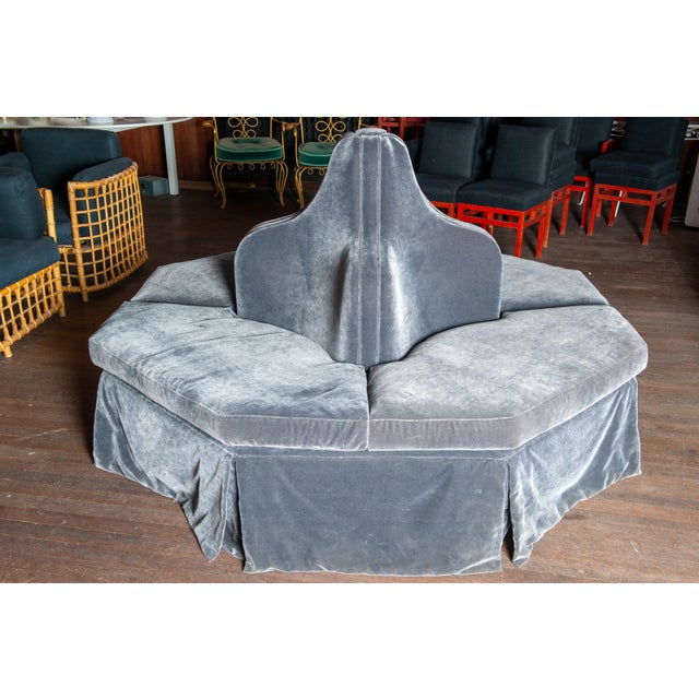 Late 20th Century Dark Grey Velvet Bourne, Round Sofa For Sale - Image 5 of 12
