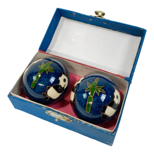 Boxed Chinese Cloisonne Boading Balls, Pair