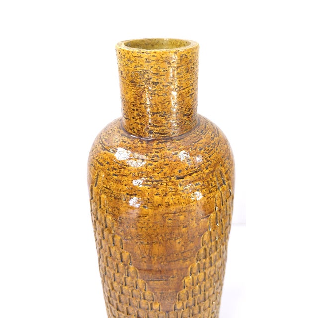 Mid 20th Century Vintage Italy Mid-Century Ceramic Studio Vase With Impressed Designs For Sale - Image 5 of 6