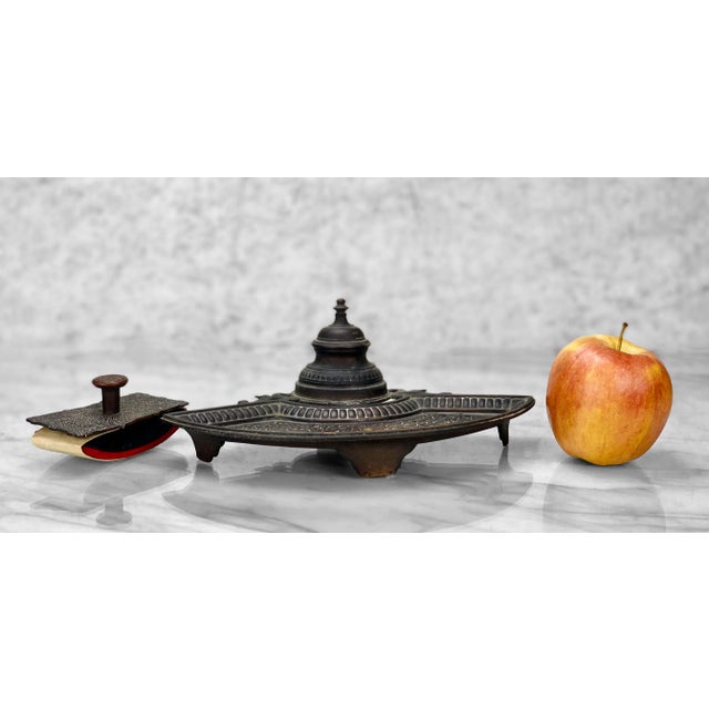 A French Empire Bronze Fountain Pen Rest Inkwell, c. Early 20th Century. This Inkwell would look exceptional while...