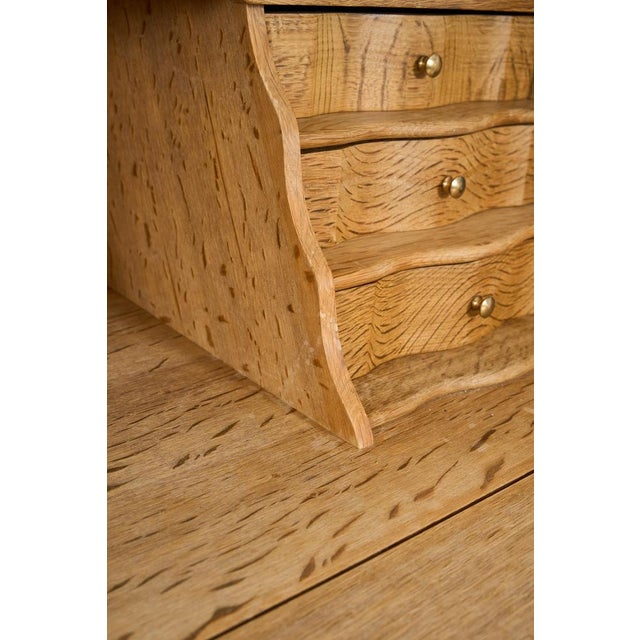 Wood Danish Oak Bureau with Metal Handles, Early 20th Century For Sale - Image 7 of 10