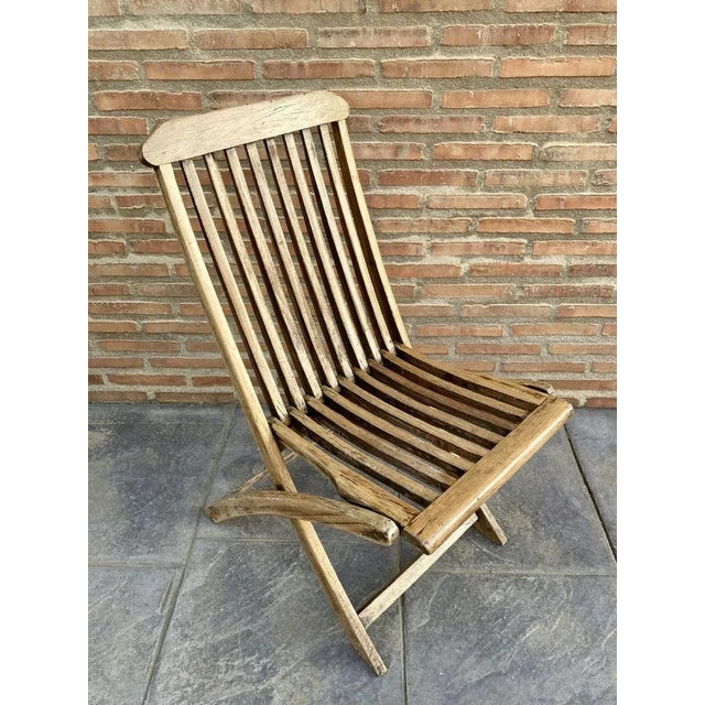 Teak Folding Deck Chair with Slat Back from Scan Com, 1960s For Sale - Image 6 of 15