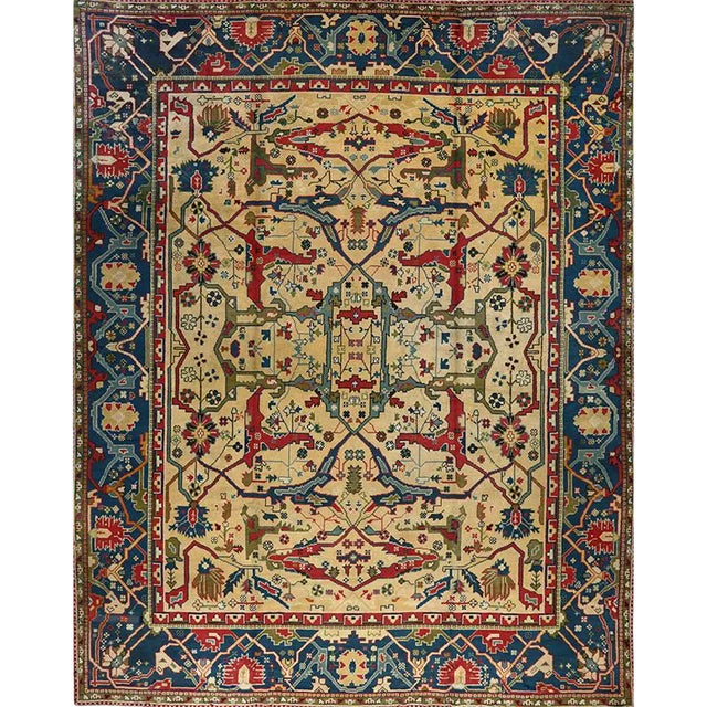1920s Handwoven Turkish Oushak Area Rug For Sale